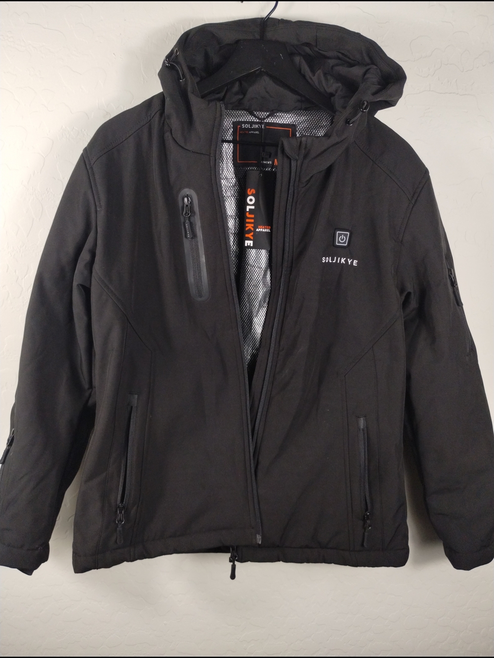 Soljikye Woen’s Black Hooded Softshell Heated Jacket (No Battery Pack)